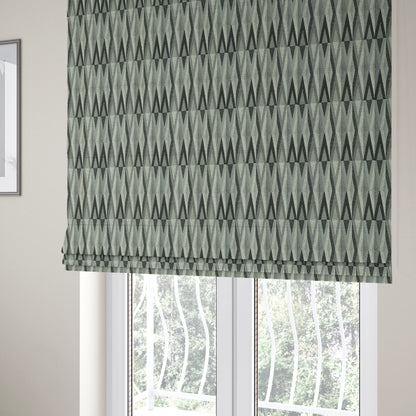 Saphira Black Grey Geometric Chevron Pattern Soft Chenille Upholstery Fabric JO-121 - Roman Blinds