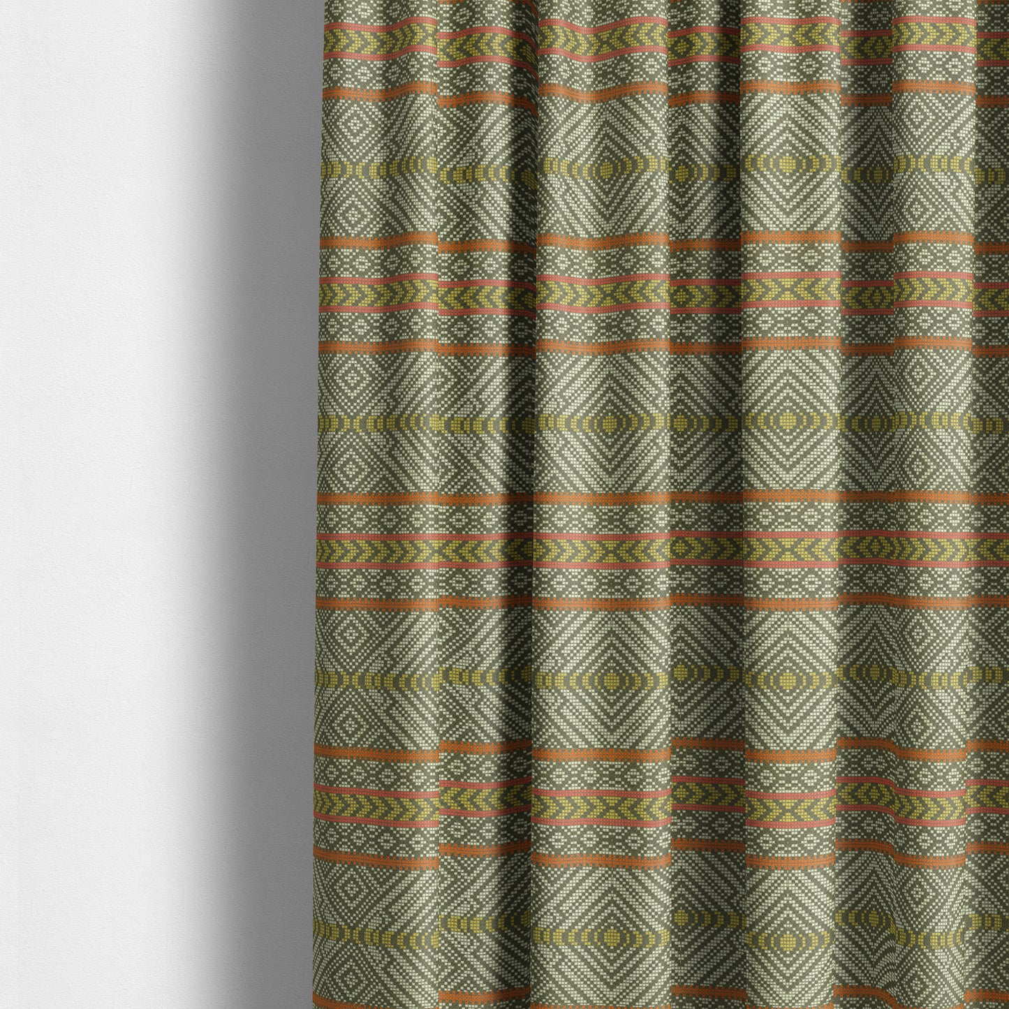 Horizontal Striped Geometric Pattern Brown White Orange Pink Red Colour Upholstery Fabric JO-1211 - Made To Measure Curtains