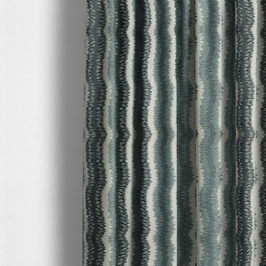 Blue Grey Colour Vertical Striped Pattern Soft Chenille Upholstery Fabric JO-1215 - Made To Measure Curtains