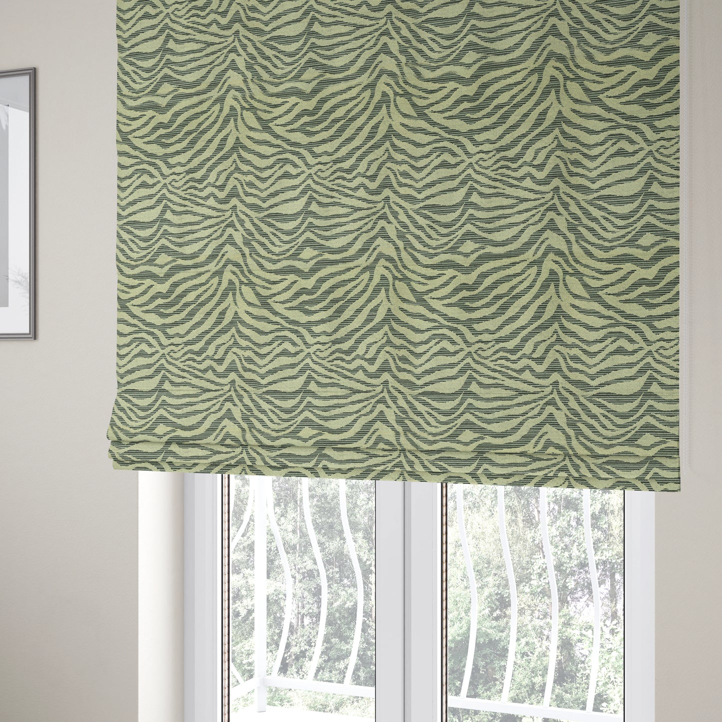 Animal Inspired Striped Zebra Pattern Grey Beige Colour Chenille Furnishing Upholstery Fabric JO-1216 - Roman Blinds