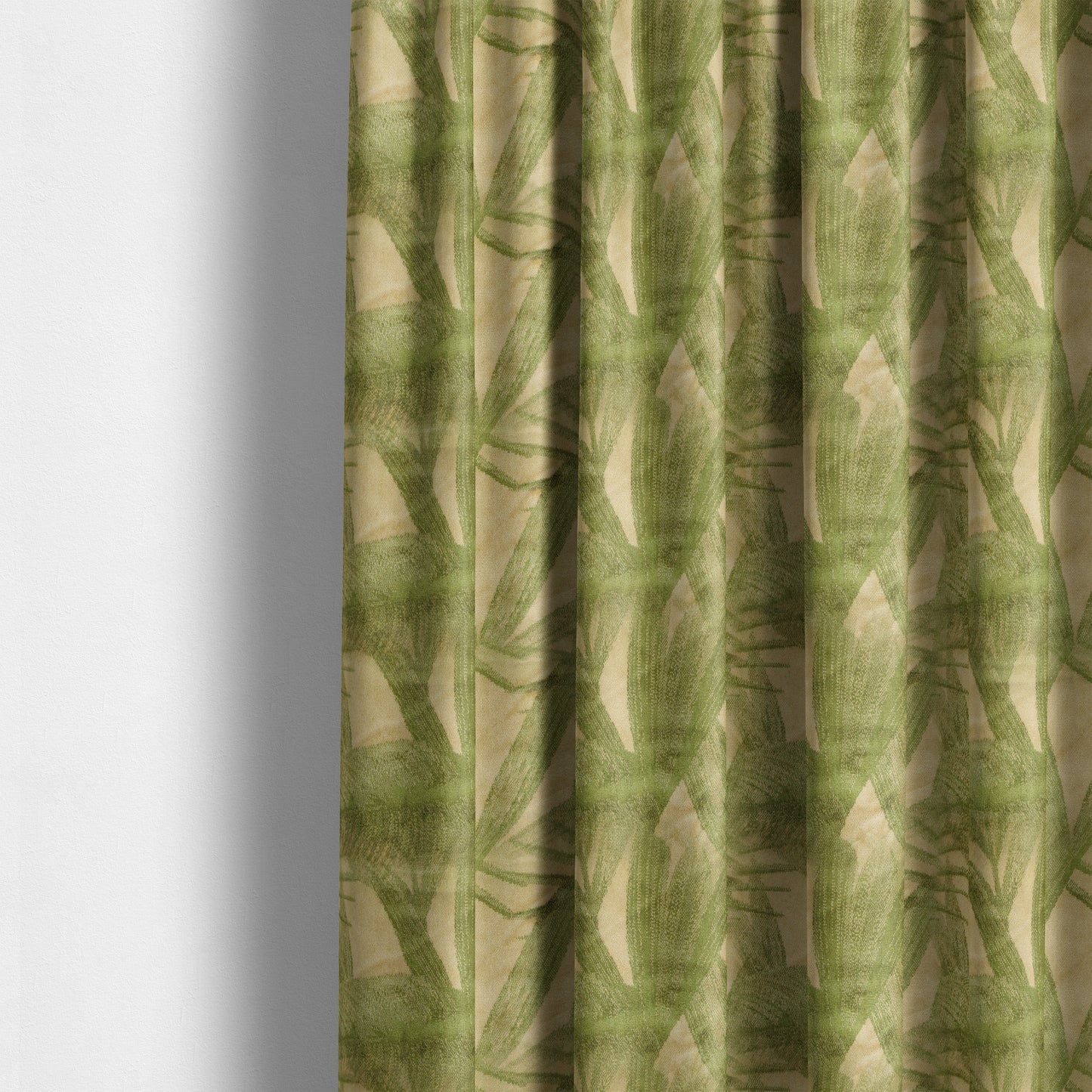 Jungle Floral Pattern Velvet Material Green Beige Upholstery Fabric JO-1220 - Made To Measure Curtains