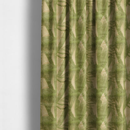 Jungle Floral Pattern Velvet Material Green Beige Upholstery Fabric JO-1220 - Made To Measure Curtains