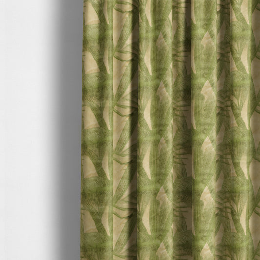 Jungle Floral Pattern Velvet Material Green Beige Upholstery Fabric JO-1220 - Made To Measure Curtains