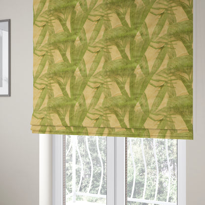 Jungle Floral Pattern Velvet Material Green Beige Upholstery Fabric JO-1220 - Roman Blinds