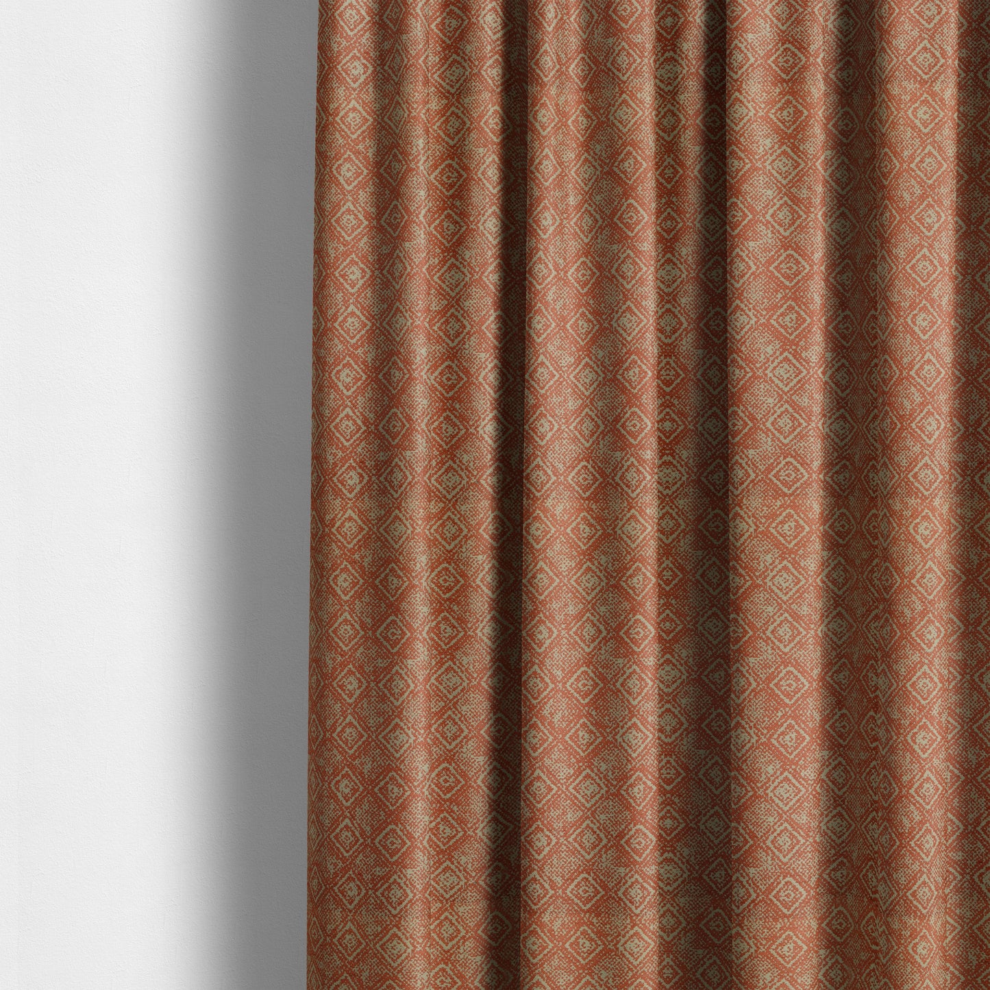 Terracotta Red Colour Tribal Theme Pattern Chenille Upholstery Fabrics JO-1221 - Made To Measure Curtains