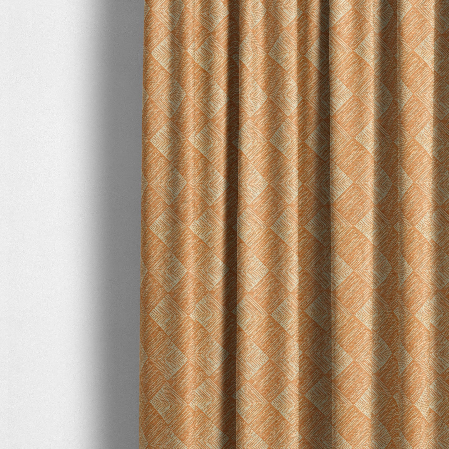 Orange Beige Colour Symmetrical Cubed Pattern Furnishing Upholstery Fabric JO-1223 - Made To Measure Curtains