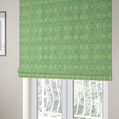 Green Colour Raised Velvet Abstract Diamond Pattern Upholstery Fabric JO-1226 - Roman Blinds