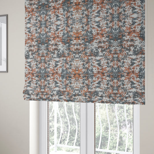 Camouflage Pattern Furnishing Fabric In Blue Orange White Woven Soft Chenille Fabric JO-123 - Roman Blinds