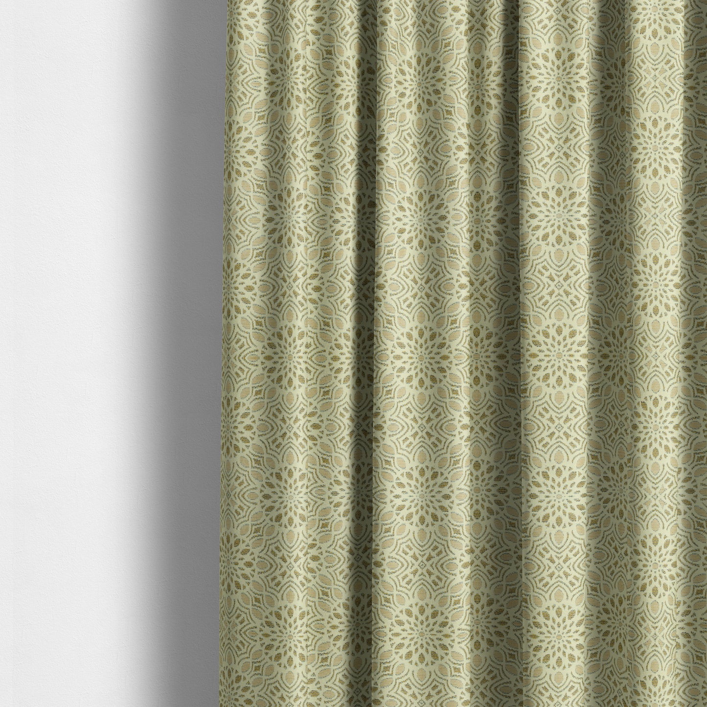 Uniformed Medallion Pattern Theme Beige Colour Pattern Chenille Jacquard Fabric JO-1236 - Made To Measure Curtains