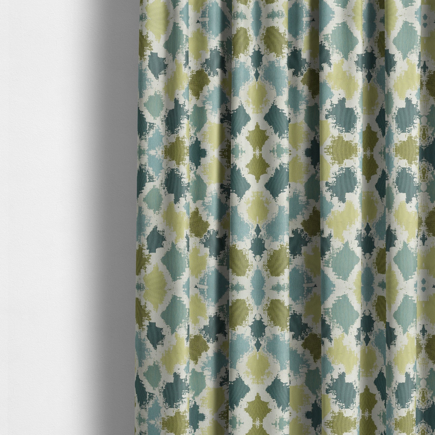 White Green Blue Colours Paint Splotch Inspired Pattern Soft Chenille Upholstery Fabric JO-124 - Made To Measure Curtains