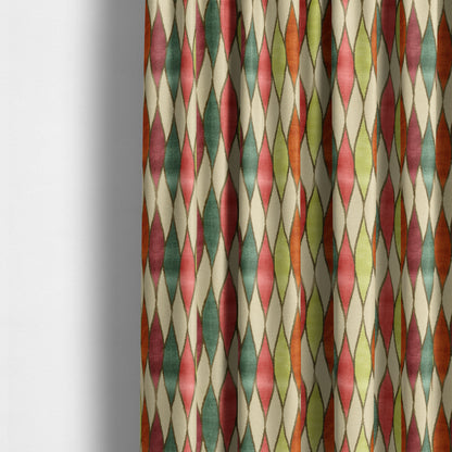 Modern Geometric Pattern Cut Velvet Multi Colour Upholstery Fabric JO-1240 - Made To Measure Curtains