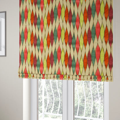 Modern Geometric Pattern Cut Velvet Multi Colour Upholstery Fabric JO-1240 - Roman Blinds