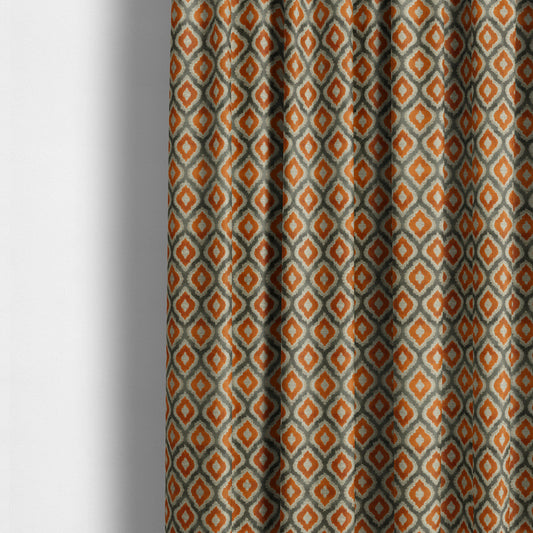 Hexagon Patterns Cut Velvet Grey Orange Colour Upholstery Fabric JO-1242 - Made To Measure Curtains