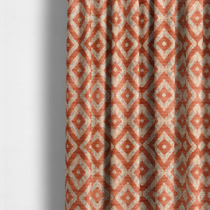 Rich Detailed Hexagon Patterns Cut Velvet Orange Colour Upholstery Fabric JO-1243 - Made To Measure Curtains