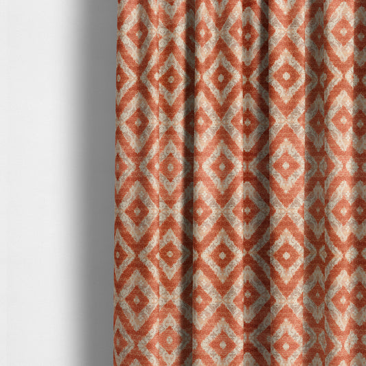 Rich Detailed Hexagon Patterns Cut Velvet Orange Colour Upholstery Fabric JO-1243 - Made To Measure Curtains