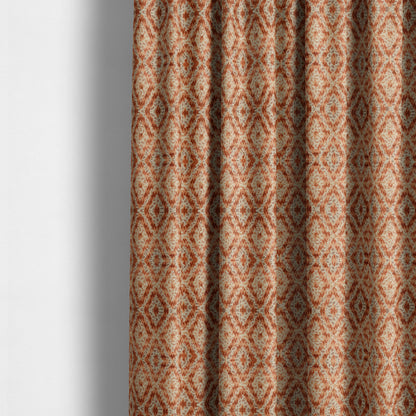 Rich Detailed Narrow Diamond Pattern Cut Velvet Orange Colour Upholstery Fabric JO-1244 - Made To Measure Curtains