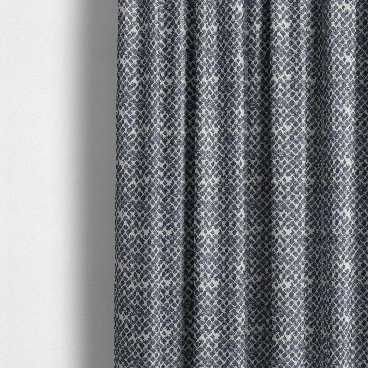 Paved Effect Pattern Blue Colour Chenille Furnishing Curtains Fabric JO-1250 - Made To Measure Curtains