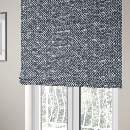 Paved Effect Pattern Blue Colour Chenille Furnishing Curtains Fabric JO-1250 - Roman Blinds