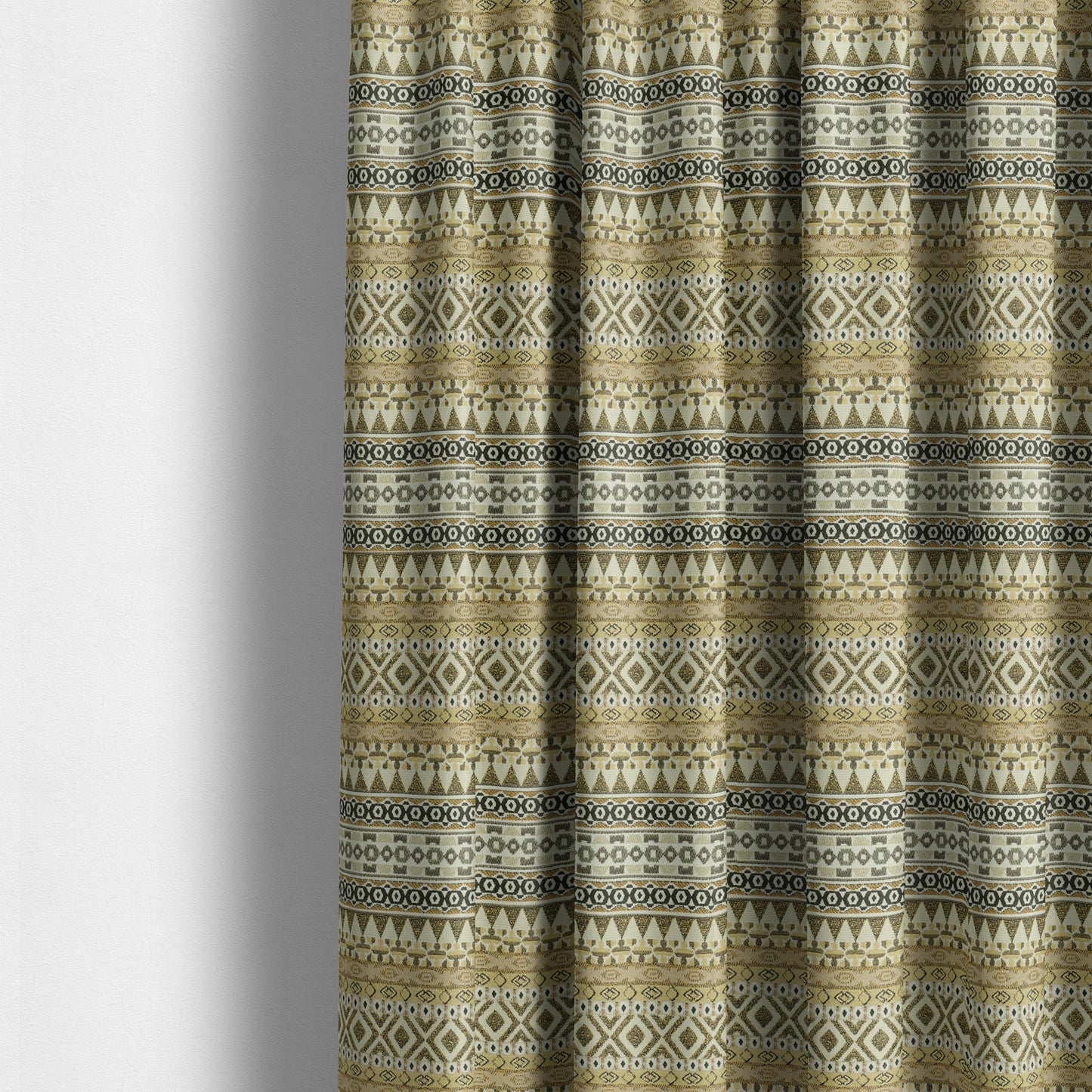 Yellow Brown Colours Geometric Self Pattern Stripe Chenille Upholstery Fabric JO-1258 - Made To Measure Curtains