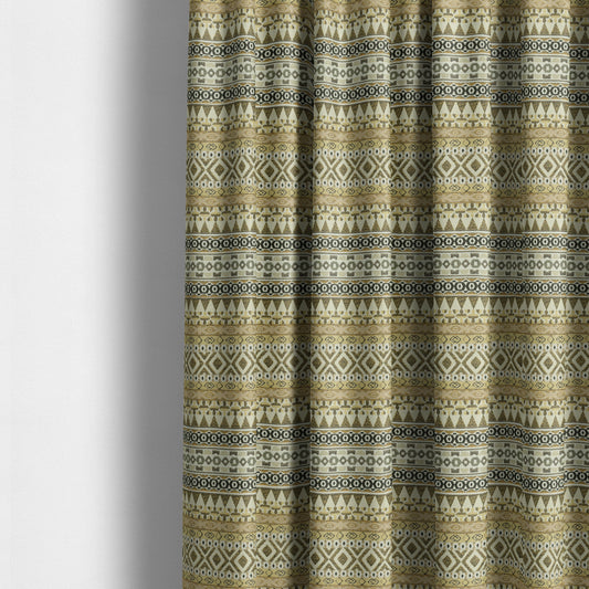 Yellow Brown Colours Geometric Self Pattern Stripe Chenille Upholstery Fabric JO-1258 - Made To Measure Curtains