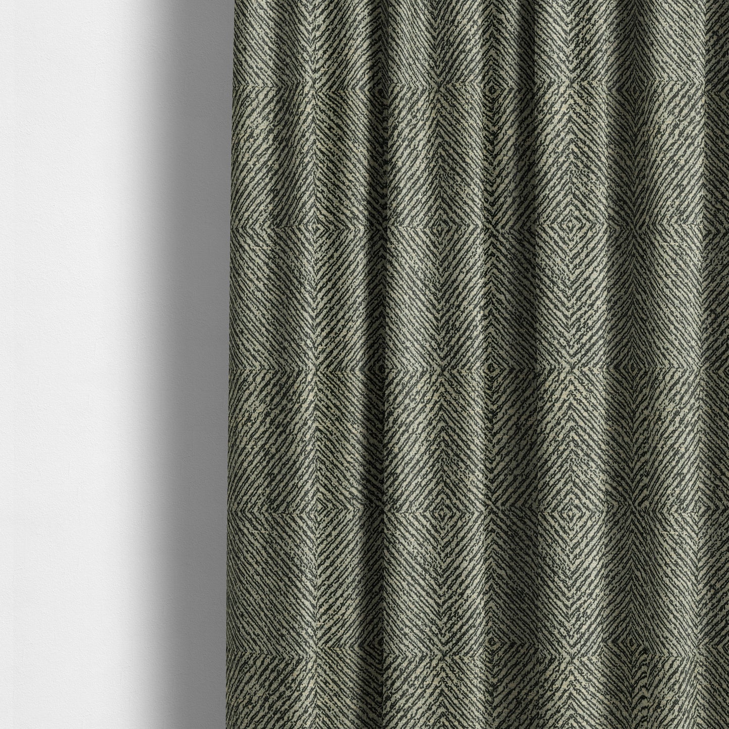 Black Brown Coloured Geometric Pattern 3D Effect Stripe Chenille Upholstery Curtains Fabric JO-1259 - Made To Measure Curtains