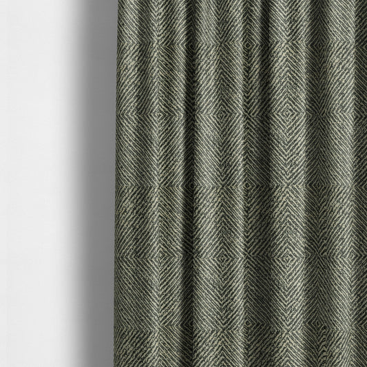 Black Brown Coloured Geometric Pattern 3D Effect Stripe Chenille Upholstery Curtains Fabric JO-1259 - Made To Measure Curtains