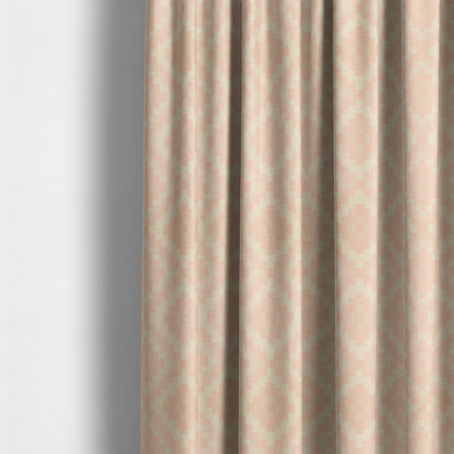 Pink Cream Colour Cubed Tetris Pattern Furnishing Upholstery Fabric JO-1262 - Made To Measure Curtains