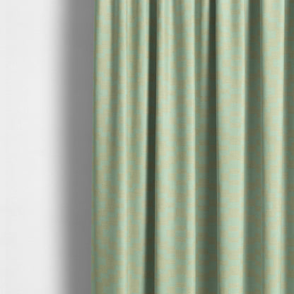 Light Blue Cream Colour Cubed Tetris Pattern Furnishing Upholstery Fabric JO-1263 - Made To Measure Curtains