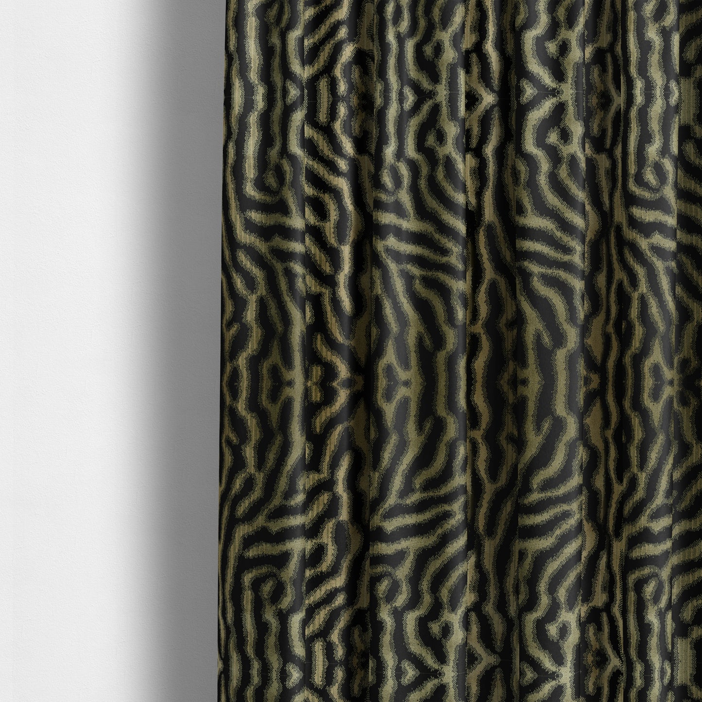 Black Background With Beige Colour Abstract Pattern Heavy Quality Velvet Upholstery Fabric JO-1272 - Made To Measure Curtains