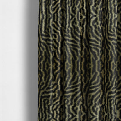 Black Background With Beige Colour Abstract Pattern Heavy Quality Velvet Upholstery Fabric JO-1272 - Made To Measure Curtains