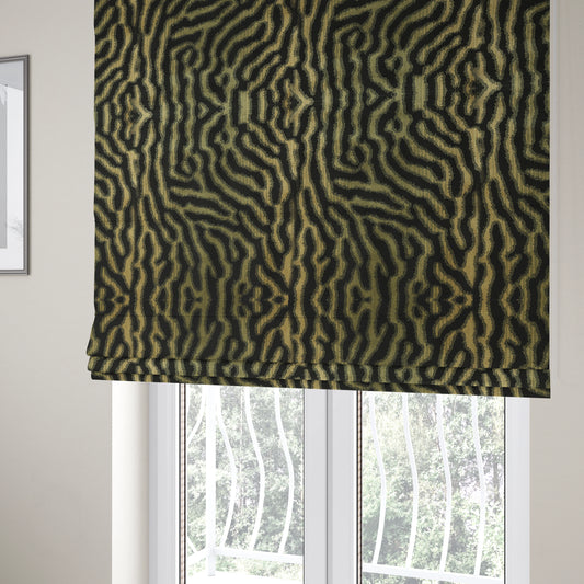 Black Background With Beige Colour Abstract Pattern Heavy Quality Velvet Upholstery Fabric JO-1272 - Roman Blinds