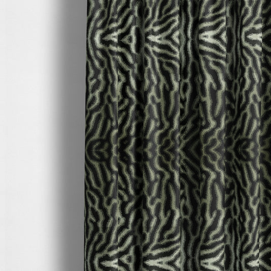 Black Background With Silver Colour Abstract Pattern Heavy Quality Velvet Upholstery Fabric JO-1273 - Made To Measure Curtains