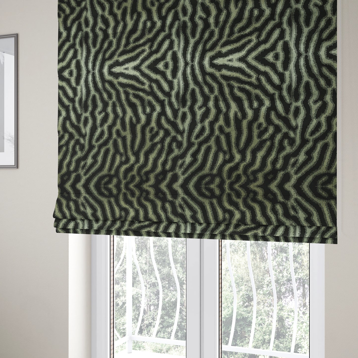 Black Background With Silver Colour Abstract Pattern Heavy Quality Velvet Upholstery Fabric JO-1273 - Roman Blinds