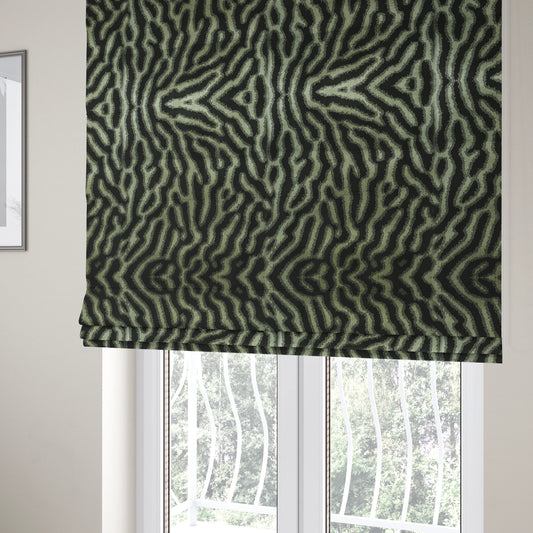 Black Background With Silver Colour Abstract Pattern Heavy Quality Velvet Upholstery Fabric JO-1273 - Roman Blinds