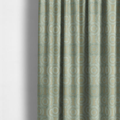 Circle Pattern Geometric Theme Blue Colour Velvet Upholstery Fabric JO-1274 - Made To Measure Curtains