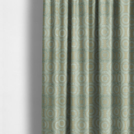 Circle Pattern Geometric Theme Blue Colour Velvet Upholstery Fabric JO-1274 - Made To Measure Curtains