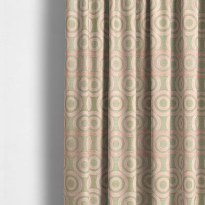 Circle Pattern Geometric Theme Pink Colour Velvet Upholstery Fabric JO-1275 - Made To Measure Curtains