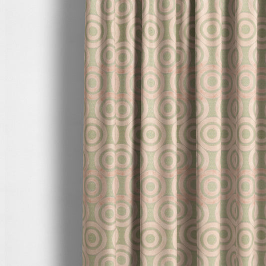 Circle Pattern Geometric Theme Pink Colour Velvet Upholstery Fabric JO-1275 - Made To Measure Curtains