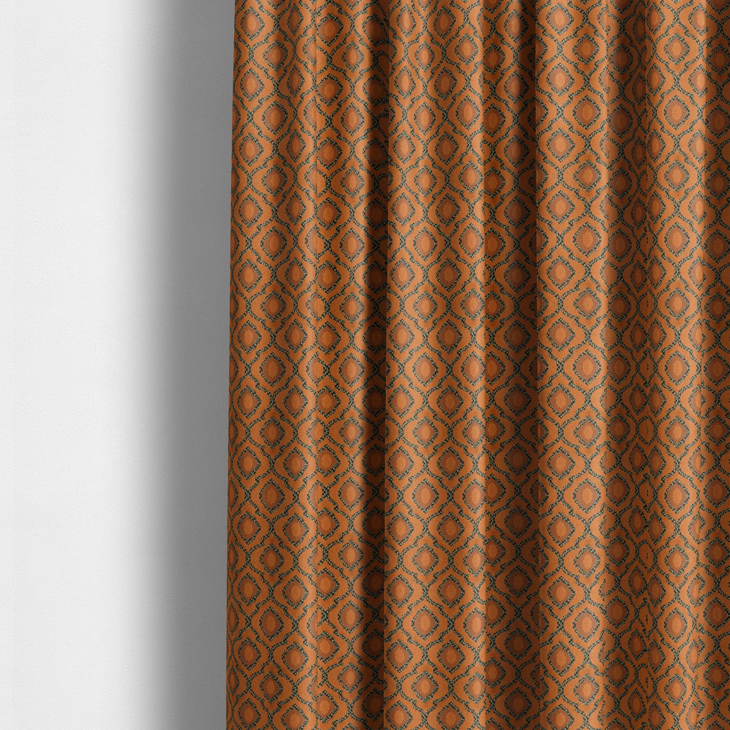 Medallion Pattern In Orange Velvet Quality Furnishing Upholstery Fabric JO-1279 - Made To Measure Curtains