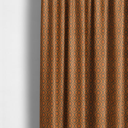 Medallion Pattern In Orange Velvet Quality Furnishing Upholstery Fabric JO-1279 - Made To Measure Curtains