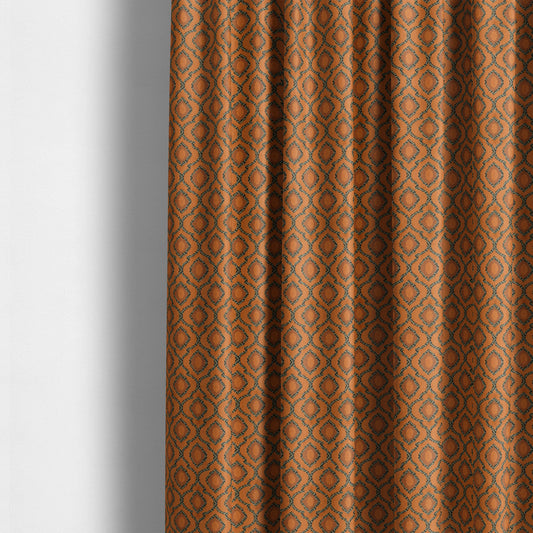 Medallion Pattern In Orange Velvet Quality Furnishing Upholstery Fabric JO-1279 - Made To Measure Curtains