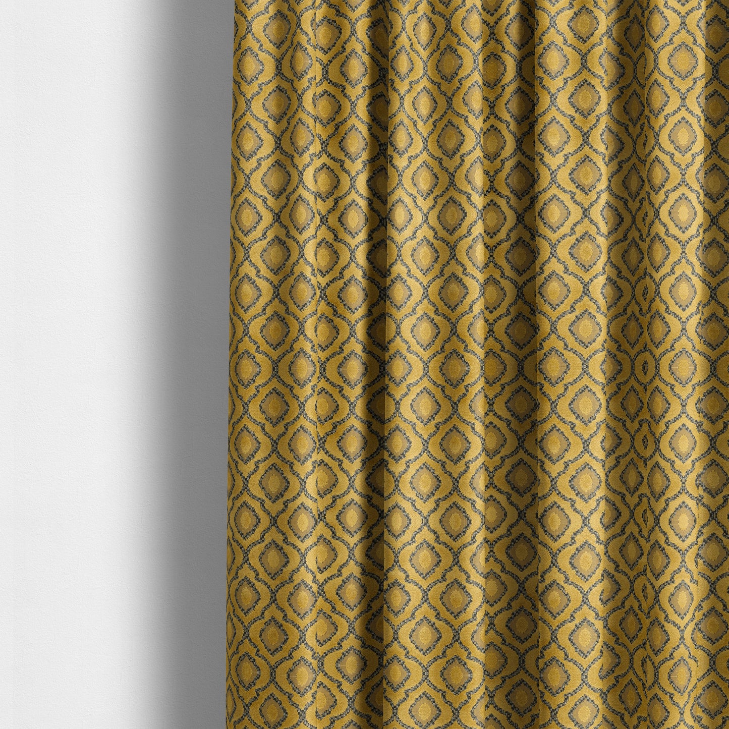 Medallion Pattern In Yellow Velvet Quality Furnishing Upholstery Fabric JO-1280 - Made To Measure Curtains