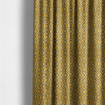 Medallion Pattern In Yellow Velvet Quality Furnishing Upholstery Fabric JO-1280 - Made To Measure Curtains