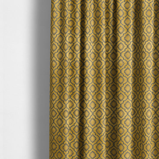 Medallion Pattern In Yellow Velvet Quality Furnishing Upholstery Fabric JO-1280 - Made To Measure Curtains