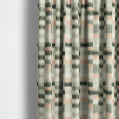 White Orange Grey Geometric Pattern Soft Chenille Upholstery Fabric JO-1286 - Made To Measure Curtains