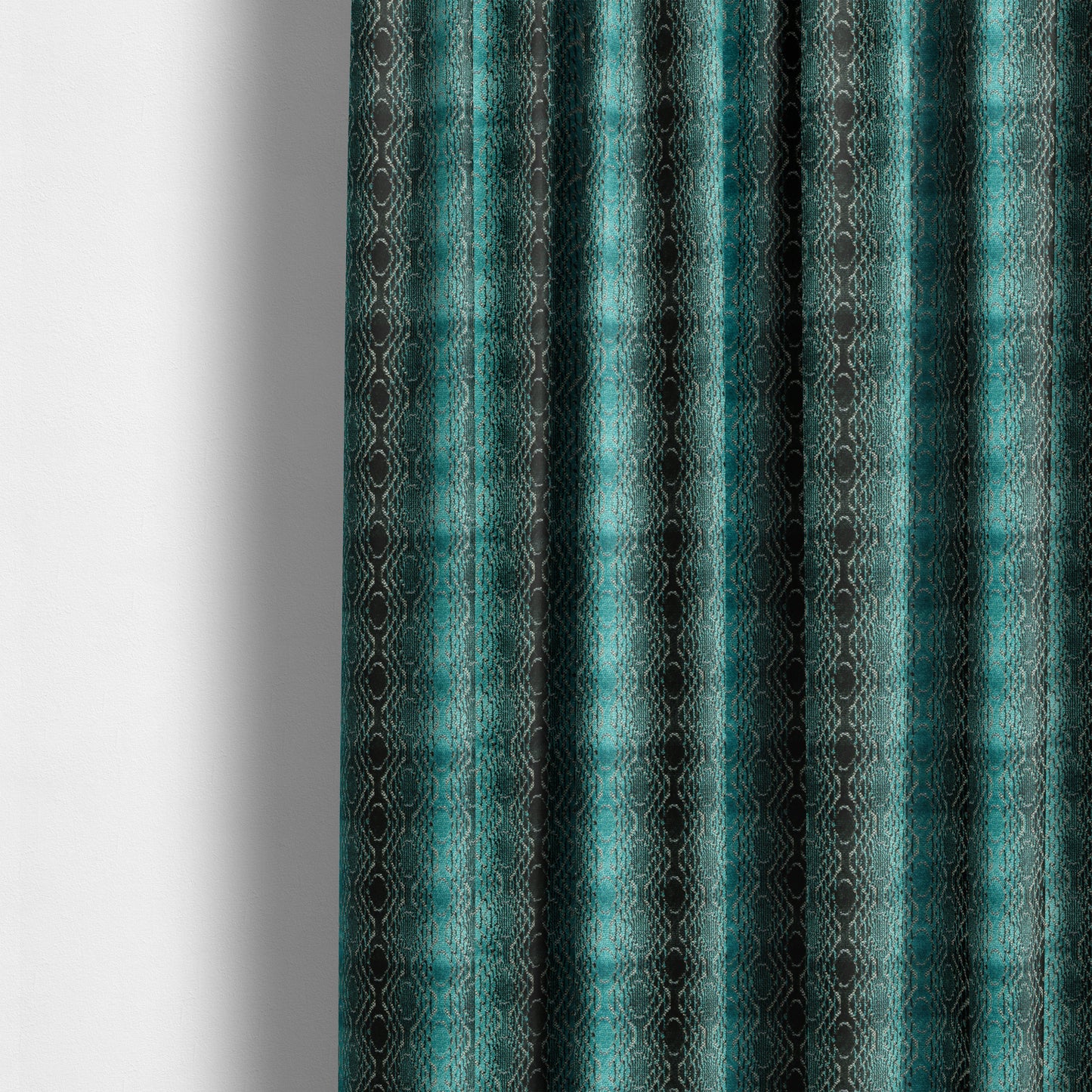 Blue Shades Of Geometric Striped Pattern Soft Velvet Upholstery Fabric JO-1288 - Made To Measure Curtains