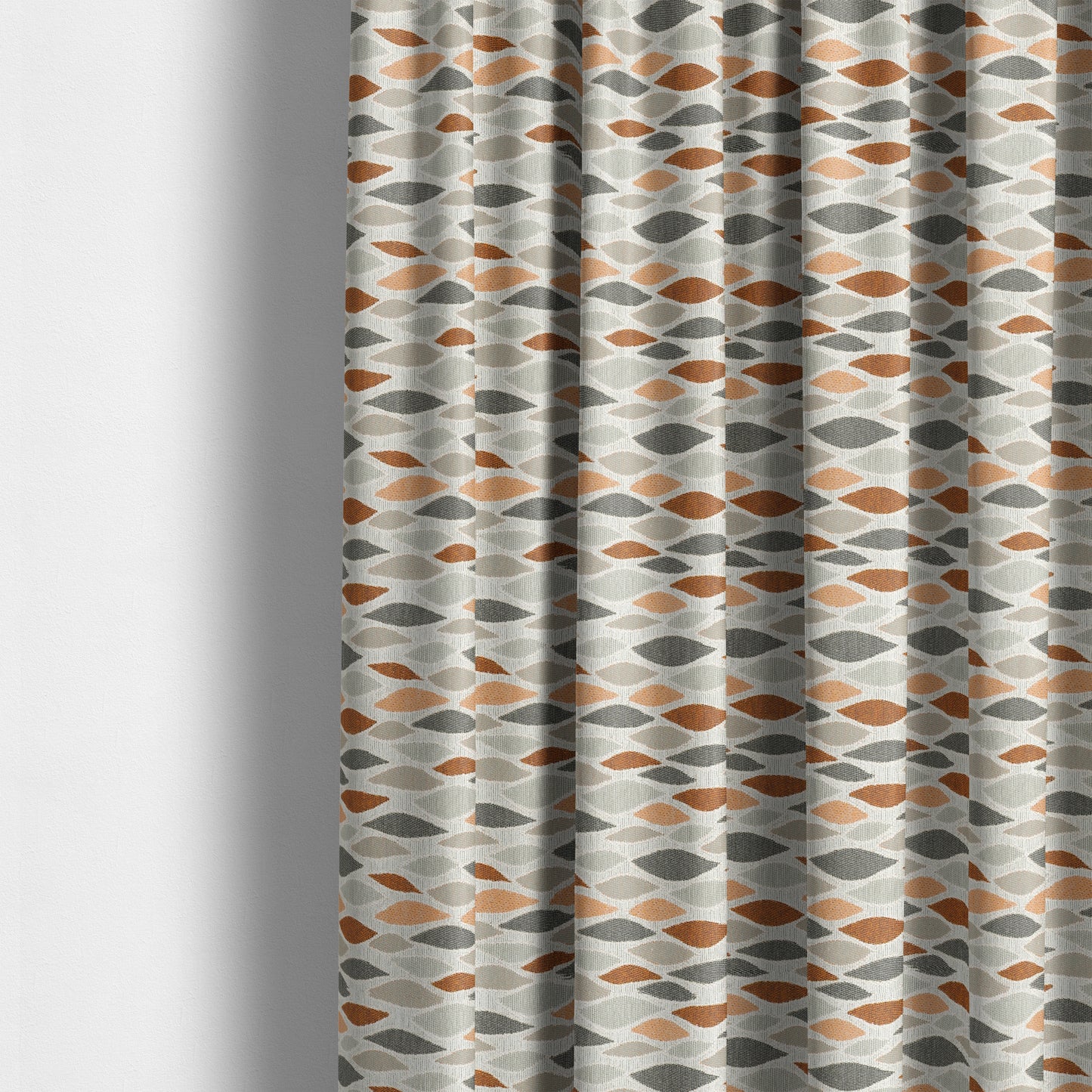 Eye Lid Pattern Fabric In Grey Orange White Colour Woven Soft Chenille Fabric JO-129 - Made To Measure Curtains