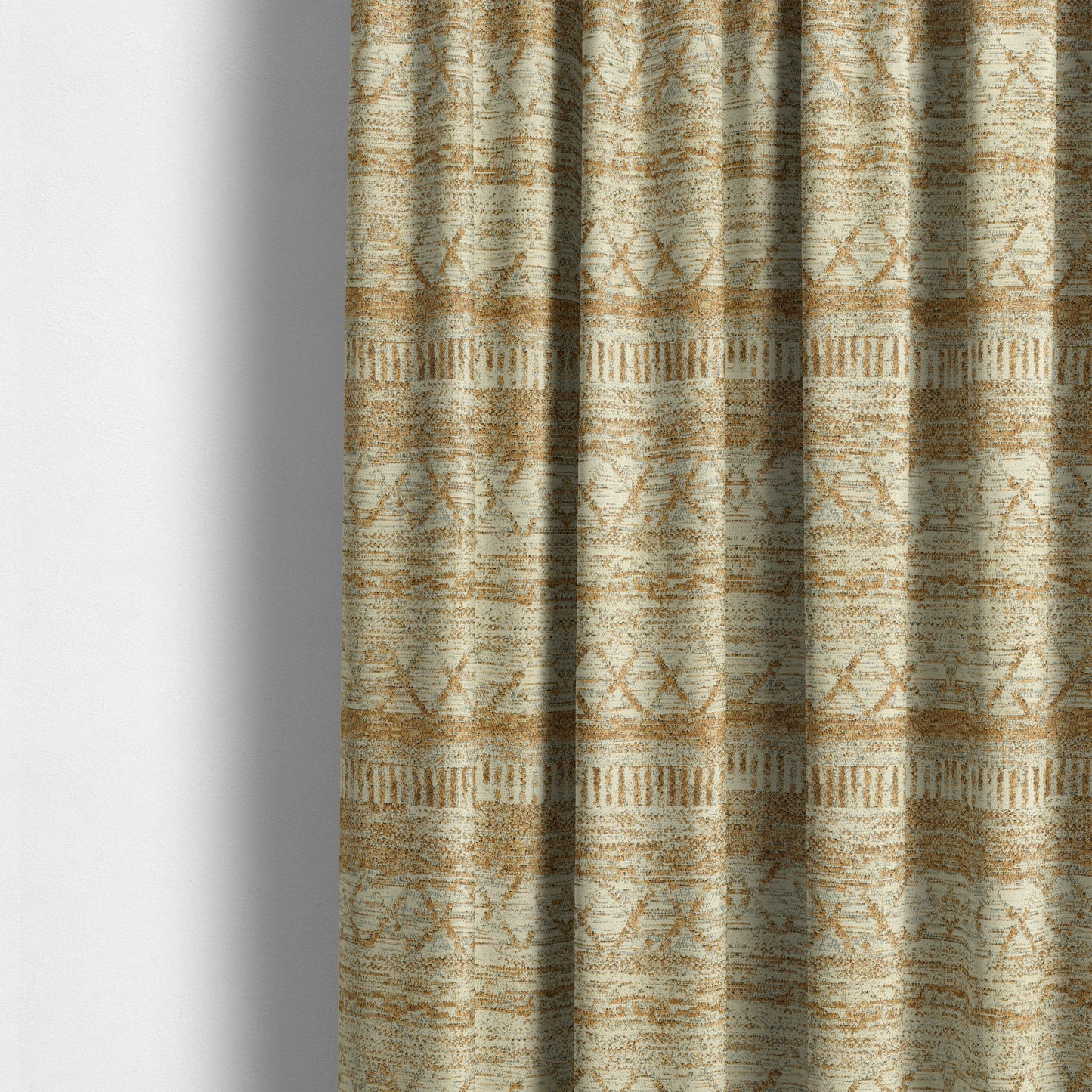 Orange Cream Colour Tribal Theme Aztec Pattern Striped Furnishing Fabric JO-1291 - Made To Measure Curtains