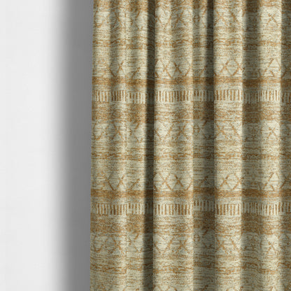 Orange Cream Colour Tribal Theme Aztec Pattern Striped Furnishing Fabric JO-1291 - Made To Measure Curtains