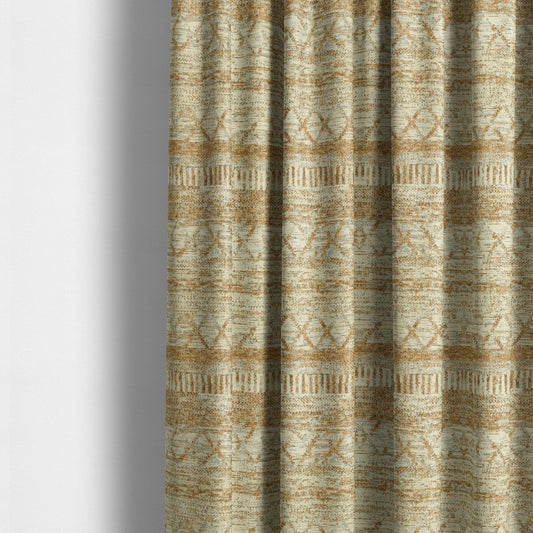 Orange Cream Colour Tribal Theme Aztec Pattern Striped Furnishing Fabric JO-1291 - Made To Measure Curtains